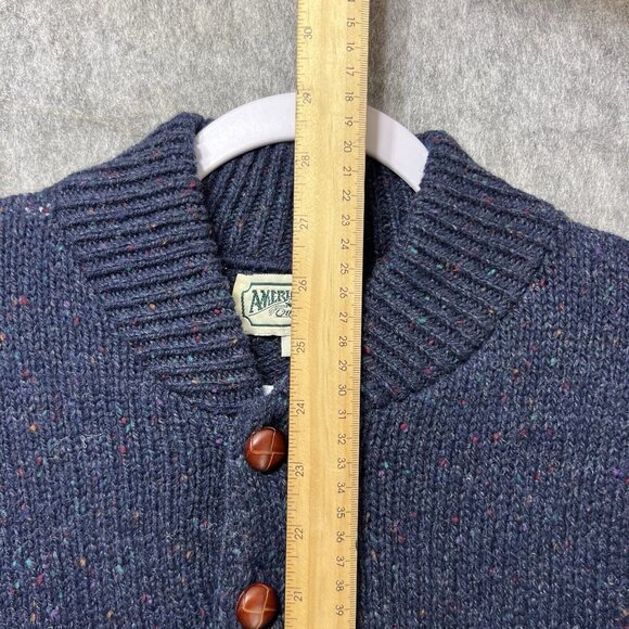 Vintage 90s Sweater Mens Medium Grandpa Wool Blue Flecked Loose American Eagle - Picture 4 of 7